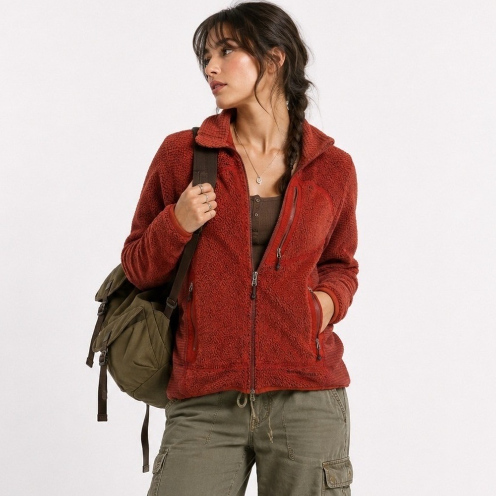 Patagonia R2 Polartec Fleece Jacket Women Red Full Zip Technical Granola Outdoor